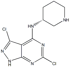 (R)-3,6-dichloro-N-(piperidin-3-yl)-1H-pyrazolo[3,4-d]pyrimidin-4-amine Struktur