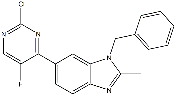 1-benzyl-6-(2-chloro-5-fluoropyrimidin-4-yl)-2-methyl-1H-benzo[d]imidazole Struktur