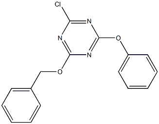 2-(benzyloxy)-4-chloro-6-phenoxy-1,3,5-triazine Struktur