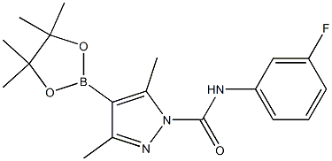 N-(3-fluorophenyl)-3,5-dimethyl-4-(4,4,5,5-tetramethyl-1,3,2-dioxaborolan-2-yl)-1H-pyrazole-1-carboxamide Struktur