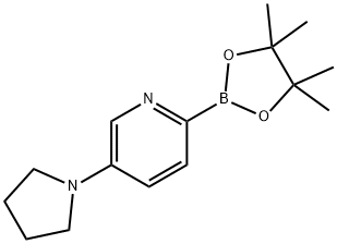 5-(pyrrolidin-1-yl)-2-(4,4,5,5-tetramethyl-1,3,2-dioxaborolan-2-yl)pyridine Struktur