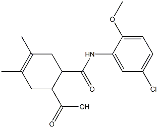 6-((5-chloro-2-methoxyphenyl)carbamoyl)-3,4-dimethylcyclohex-3-enecarboxylic acid Struktur