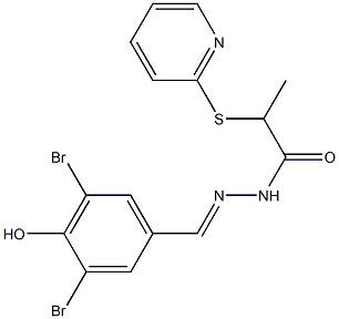 (E)-N'-(3,5-dibromo-4-hydroxybenzylidene)-2-(pyridin-2-ylthio)propanehydrazide Struktur