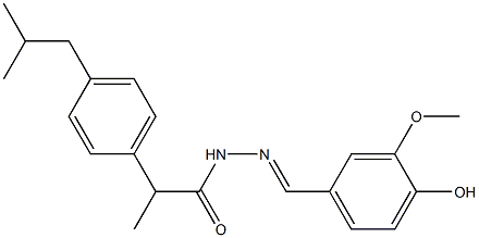 (E)-N'-(4-hydroxy-3-methoxybenzylidene)-2-(4-isobutylphenyl)propanehydrazide Struktur