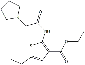 ethyl 5-ethyl-2-(2-(pyrrolidin-1-yl)acetamido)thiophene-3-carboxylate Struktur