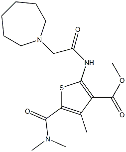 methyl 2-(2-(azepan-1-yl)acetamido)-5-(dimethylcarbamoyl)-4-methylthiophene-3-carboxylate Struktur