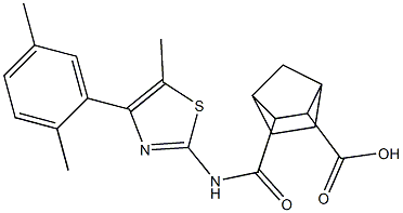 3-((4-(2,5-dimethylphenyl)-5-methylthiazol-2-yl)carbamoyl)bicyclo[2.2.1]heptane-2-carboxylic acid Struktur