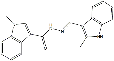 (E)-1-methyl-N'-((2-methyl-1H-indol-3-yl)methylene)-1H-indole-3-carbohydrazide Struktur