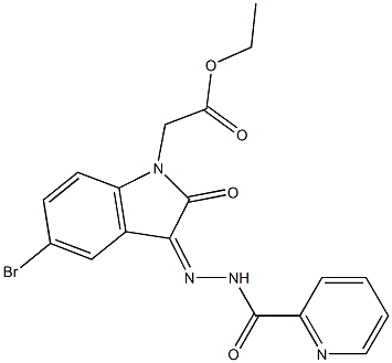 (Z)-ethyl 2-(5-bromo-2-oxo-3-(2-picolinoylhydrazono)indolin-1-yl)acetate Struktur