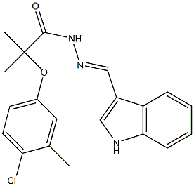 (E)-N'-((1H-indol-3-yl)methylene)-2-(4-chloro-3-methylphenoxy)-2-methylpropanehydrazide Struktur