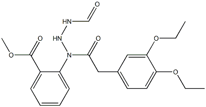 methyl 2-(2-(2-(3,4-diethoxyphenyl)acetyl)hydrazinecarboxamido)benzoate Struktur