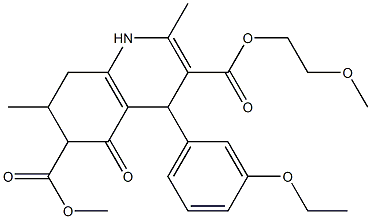 3-(2-methoxyethyl) 6-methyl 4-(3-ethoxyphenyl)-2,7-dimethyl-5-oxo-1,4,5,6,7,8-hexahydroquinoline-3,6-dicarboxylate Struktur