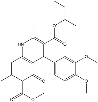 3-sec-butyl 6-methyl 4-(3,4-dimethoxyphenyl)-2,7-dimethyl-5-oxo-1,4,5,6,7,8-hexahydroquinoline-3,6-dicarboxylate Struktur