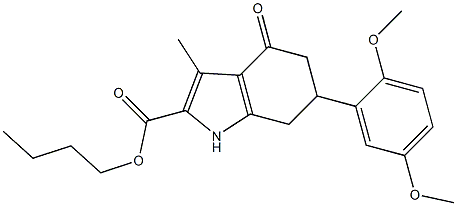 butyl 6-(2,5-dimethoxyphenyl)-3-methyl-4-oxo-4,5,6,7-tetrahydro-1H-indole-2-carboxylate Struktur