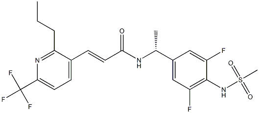 (R,E)-N-(1-(3,5-difluoro-4-(methylsulfonamido)phenyl)ethyl)-3-(2-propyl-6-(trifluoromethyl)pyridin-3-yl)acrylamide Struktur