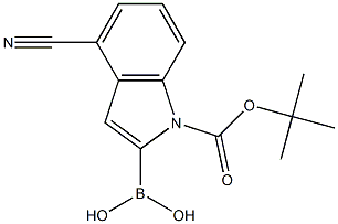 1-(tert-butoxycarbonyl)-4-cyano-1H-indol-2-ylboronic acid Struktur