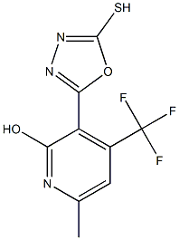 3-(5-mercapto-1,3,4-oxadiazol-2-yl)-6-methyl-4-(trifluoromethyl)pyridin-2-ol Struktur