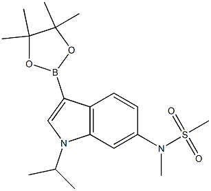 N-(1-isopropyl-3-(4,4,5,5-tetramethyl-1,3,2-dioxaborolan-2-yl)-1H-indol-6-yl)-N-methylmethanesulfonamide Struktur