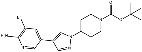 tert-butyl 4-(4-(6-amino-5-bromopyridin-3-yl)-1H-pyrazol-1-yl)piperidine-1-carboxylate Struktur