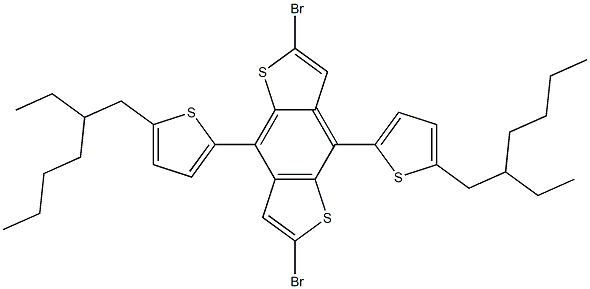 2,6-Dibromo-4,8-bis-[5-(2-ethyl-hexyl)-thiophen-2-yl]-1,5-dithia-s-indacene Struktur