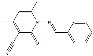 1-(benzylideneamino)-4,6-dimethyl-2-oxo-1,2-dihydro-3-pyridinecarbonitrile Struktur