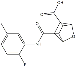 3-((2-fluoro-5-methylphenyl)carbamoyl)-7-oxabicyclo[2.2.1]heptane-2-carboxylic acid Struktur