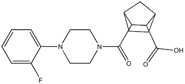 3-(4-(2-fluorophenyl)piperazine-1-carbonyl)bicyclo[2.2.1]heptane-2-carboxylic acid Struktur