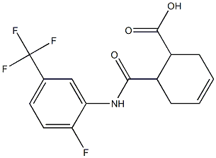 6-((2-fluoro-5-(trifluoromethyl)phenyl)carbamoyl)cyclohex-3-enecarboxylic acid Struktur