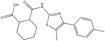 2-((5-methyl-4-(p-tolyl)thiazol-2-yl)carbamoyl)cyclohexanecarboxylic acid Struktur