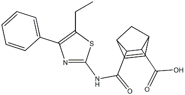 3-((5-ethyl-4-phenylthiazol-2-yl)carbamoyl)bicyclo[2.2.1]hept-5-ene-2-carboxylic acid Struktur