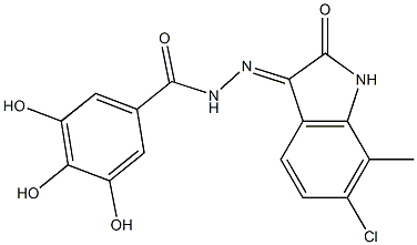 N'-(6-chloro-7-methyl-2-oxoindolin-3-ylidene)-3,4,5-trihydroxybenzohydrazide Struktur