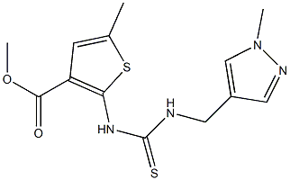 methyl 5-methyl-2-(3-((1-methyl-1H-pyrazol-4-yl)methyl)thioureido)thiophene-3-carboxylate Struktur