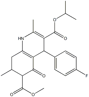 3-isopropyl 6-methyl 4-(4-fluorophenyl)-2,7-dimethyl-5-oxo-1,4,5,6,7,8-hexahydroquinoline-3,6-dicarboxylate Struktur