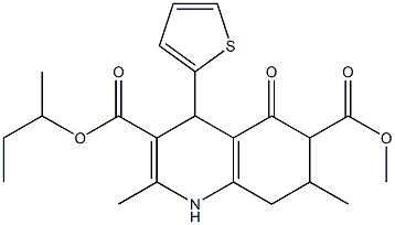 3-sec-butyl 6-methyl 2,7-dimethyl-5-oxo-4-(thiophen-2-yl)-1,4,5,6,7,8-hexahydroquinoline-3,6-dicarboxylate Struktur