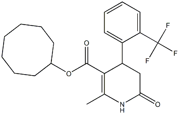 cyclooctyl 2-methyl-6-oxo-4-(2-(trifluoromethyl)phenyl)-1,4,5,6-tetrahydropyridine-3-carboxylate Struktur