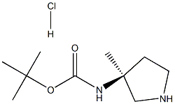 (S)-(3-Methyl-pyrrolidin-3-yl)-carbamic acid tert-butyl ester hydrochloride Struktur