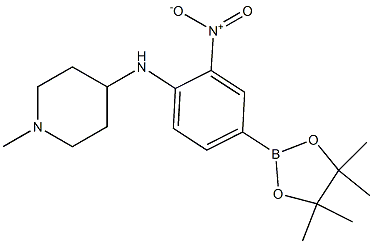 1-methyl-N-(2-nitro-4-(4,4,5,5-tetramethyl-1,3,2-dioxaborolan-2-yl)phenyl)piperidin-4-amine Struktur