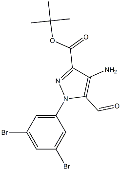 tert-butyl 4-amino-1-(3,5-dibromophenyl)-5-formyl-1H-pyrazole-3-carboxylate Struktur