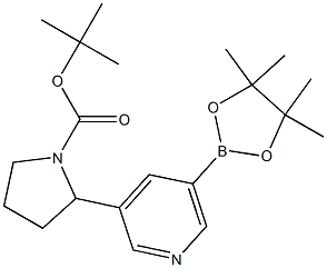 tert-butyl 2-(5-(4,4,5,5-tetramethyl-1,3,2-dioxaborolan-2-yl)pyridin-3-yl)pyrrolidine-1-carboxylate Struktur