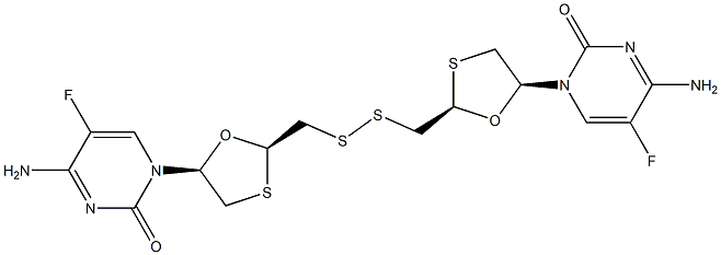 (2R,2'R,5S,5'S)-2,2'-Dithiobismethylenebis(5-(4-amino-5-fluoro-2-oxo-1H-pyrimidin-1-yl)-[1,3]oxathiolane) Struktur