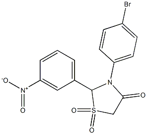 1,1-dioxy-3-(4-bromophenyl)-2-(3-nitrophenyl)thiazolidin-4-one Struktur