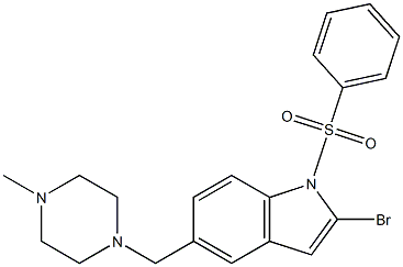 2-bromo-5-((4-methylpiperazin-1-yl)methyl)-1-(phenylsulfonyl)-1H-indole Struktur