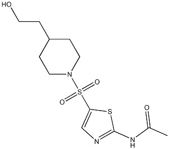 N-(5-(4-(2-hydroxyethyl)piperidin-1-ylsulfonyl)thiazol-2-yl)acetamide Struktur