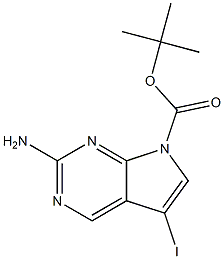 tert-butyl 2-amino-5-iodo-7H-pyrrolo[2,3-d]pyrimidine-7-carboxylate Structure