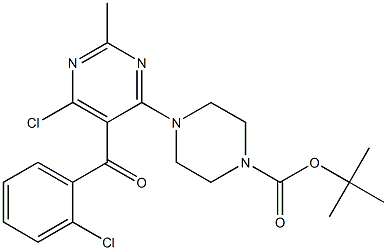 tert-butyl 4-(6-chloro-5-(2-chlorobenzoyl)-2-methylpyrimidin-4-yl)piperazine-1-carboxylate Struktur