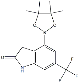 4-(4,4,5,5-tetramethyl-1,3,2-dioxaborolan-2-yl)-6-(trifluoromethyl)-2,3-dihydro-1H-indol-2-one Struktur