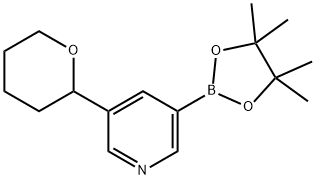 3-(tetrahydro-2H-pyran-2-yl)-5-(4,4,5,5-tetramethyl-1,3,2-dioxaborolan-2-yl)pyridine Struktur