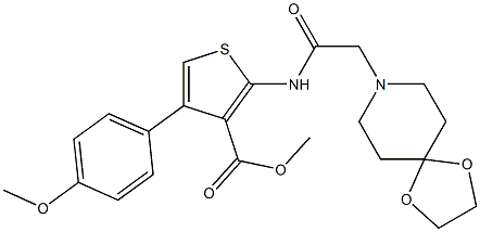 methyl 2-(2-(1,4-dioxa-8-azaspiro[4.5]decan-8-yl)acetamido)-4-(4-methoxyphenyl)thiophene-3-carboxylate Struktur