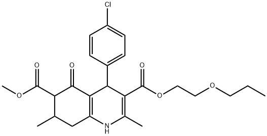 6-methyl 3-(2-propoxyethyl) 4-(4-chlorophenyl)-2,7-dimethyl-5-oxo-1,4,5,6,7,8-hexahydroquinoline-3,6-dicarboxylate Struktur