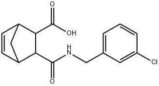 3-((3-chlorobenzyl)carbamoyl)bicyclo[2.2.1]hept-5-ene-2-carboxylic acid Struktur